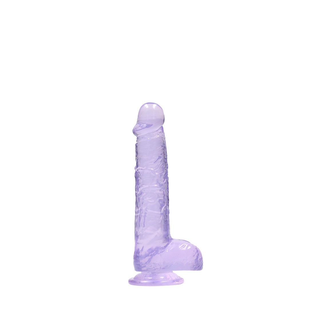 DILDO REALISTA CON TESTICULOS CRYSTAL CLEAR 6 /15 CM MORADO REALROCK - Imagen 3
