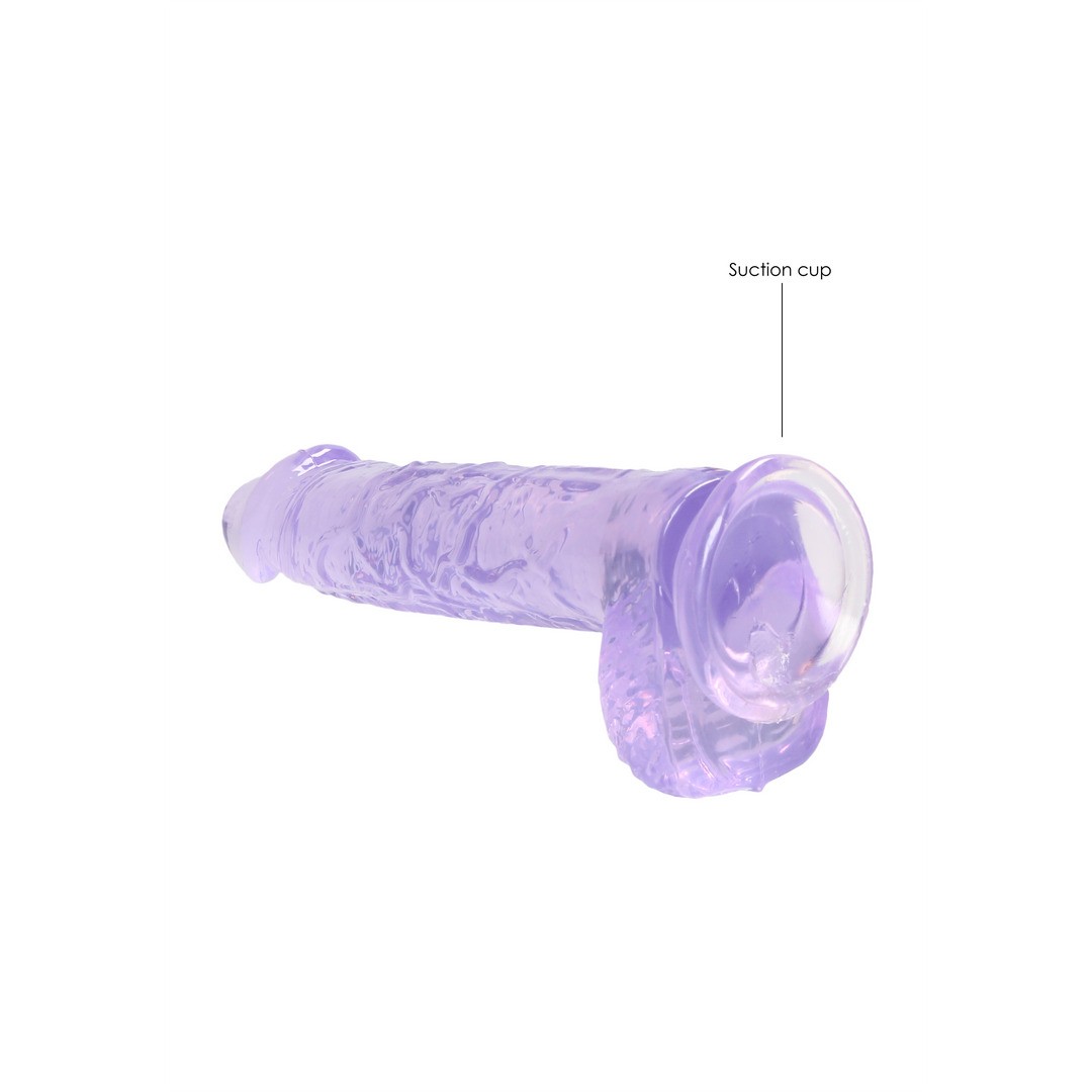 DILDO REALISTA CON TESTICULOS CRYSTAL CLEAR 6 /15 CM MORADO REALROCK - Imagen 5