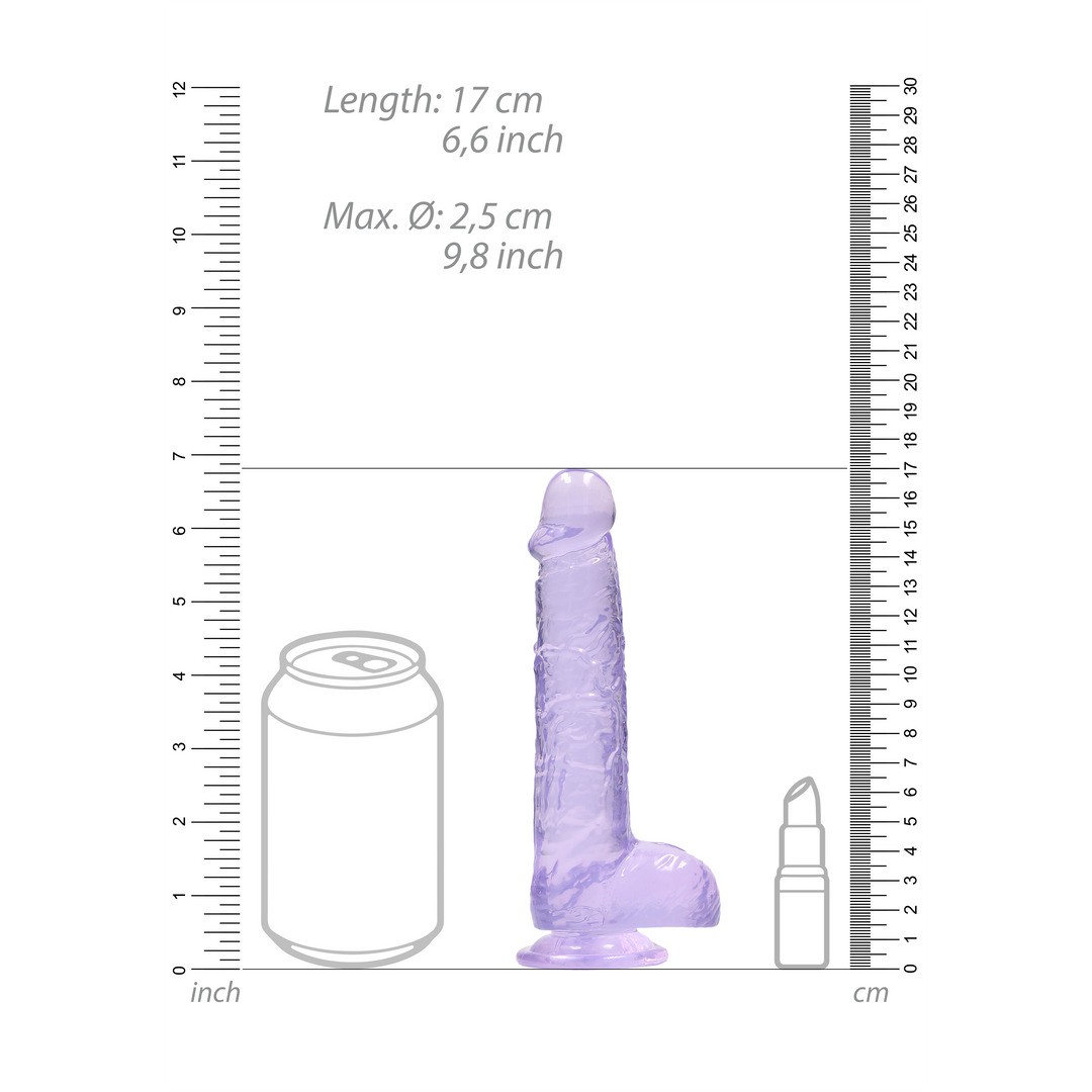 DILDO REALISTA CON TESTICULOS CRYSTAL CLEAR 6 /15 CM MORADO REALROCK - Imagen 6