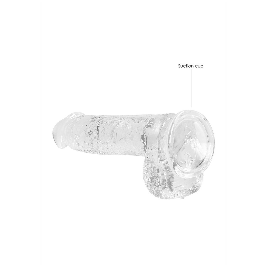 DILDO REALISTA CON TESTICULOS CRYSTAL CLEAR 6 /15 CM TRANSPARENTE REALROCK - Imagen 5
