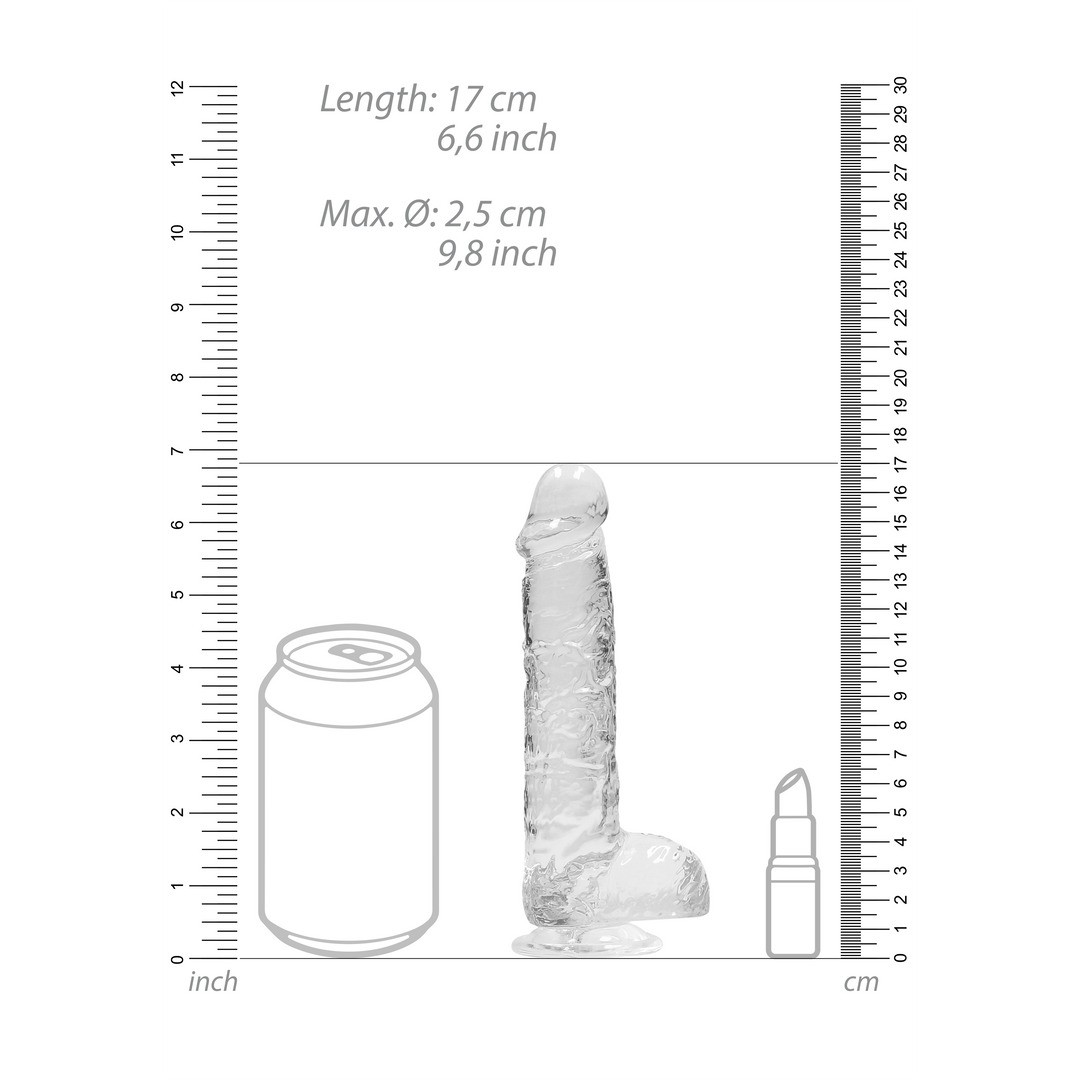 DILDO REALISTA CON TESTICULOS CRYSTAL CLEAR 6 /15 CM TRANSPARENTE REALROCK - Imagen 6