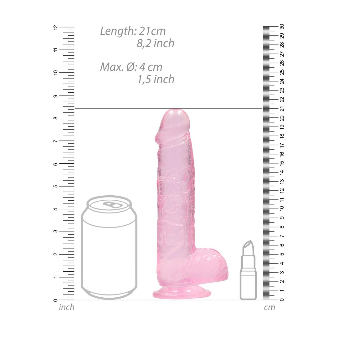 DILDO REALISTA CON TESTICULOS CRYSTAL CLEAR 8 /21 CM ROSA REALROCK - Imagen 6