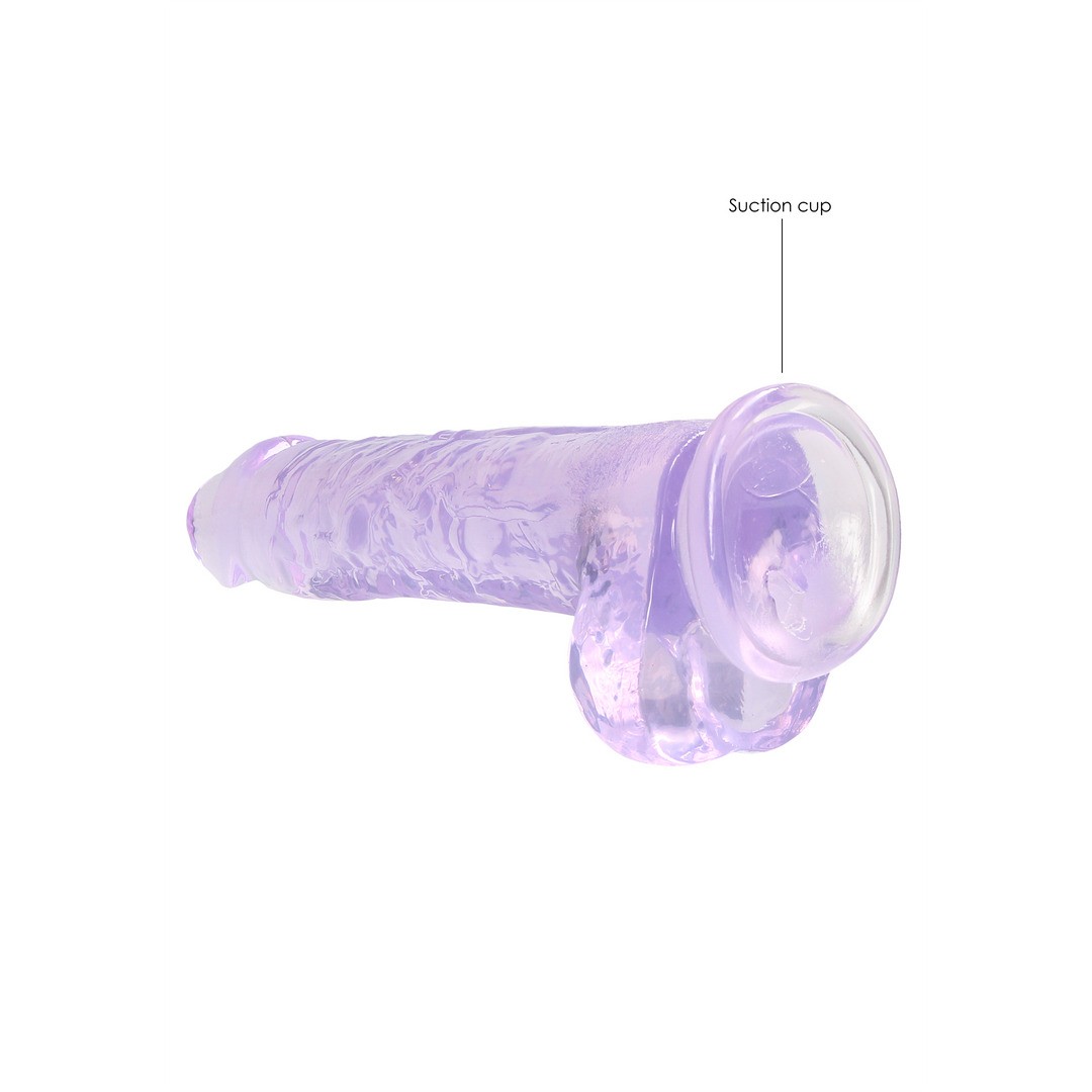 DILDO REALISTA CON TESTICULOS CRYSTAL CLEAR 8 /21CM MORADO REALROCK - Imagen 5