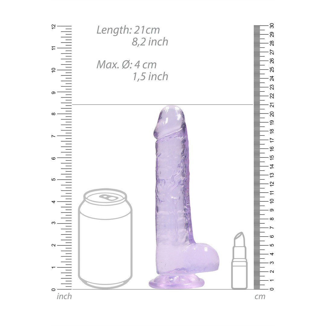 DILDO REALISTA CON TESTICULOS CRYSTAL CLEAR 8 /21CM MORADO REALROCK - Imagen 6