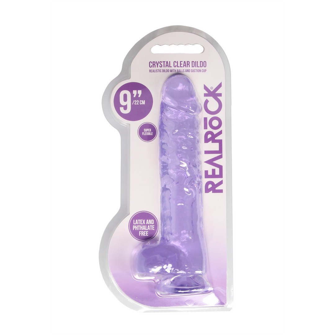 DILDO REALISTA CON TESTICULOS CRYSTAL CLEAR 9 /23 CM REALROCK