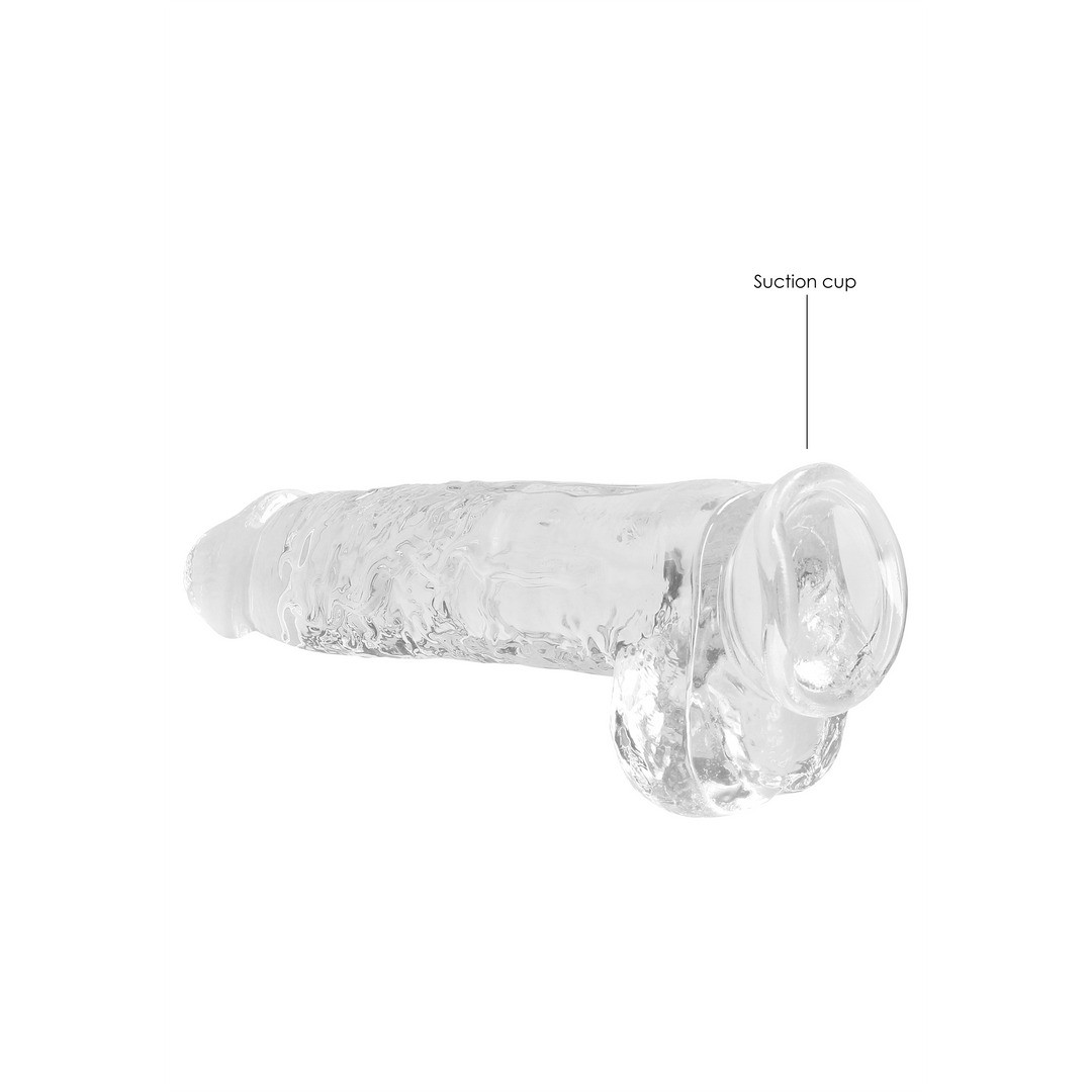 DILDO REALISTA CON TESTICULOS CRYSTAL CLEAR 9 /23CM TRANPARENTE REALROCK - Imagen 5