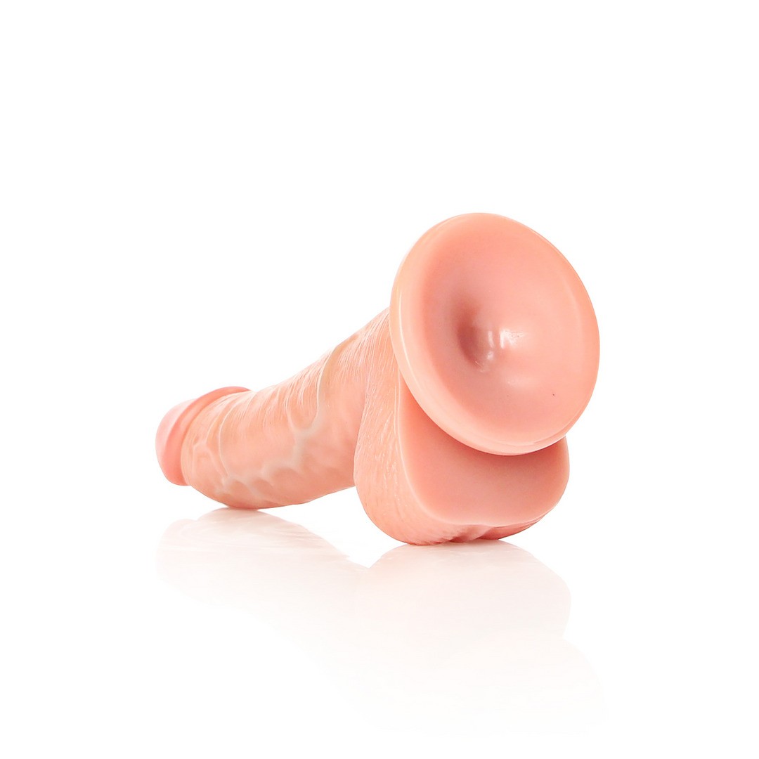 DILDO REALISTA CON TESTICULOS CURVED 6 /15.5 CM FLESH REALROCK - Imagen 5