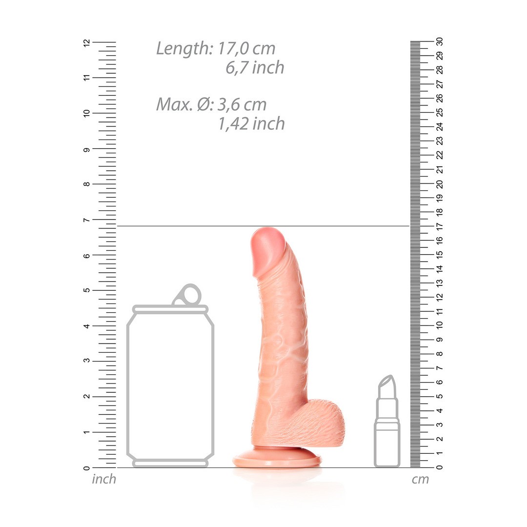 DILDO REALISTA CON TESTICULOS CURVED 6 /15.5 CM FLESH REALROCK - Imagen 6