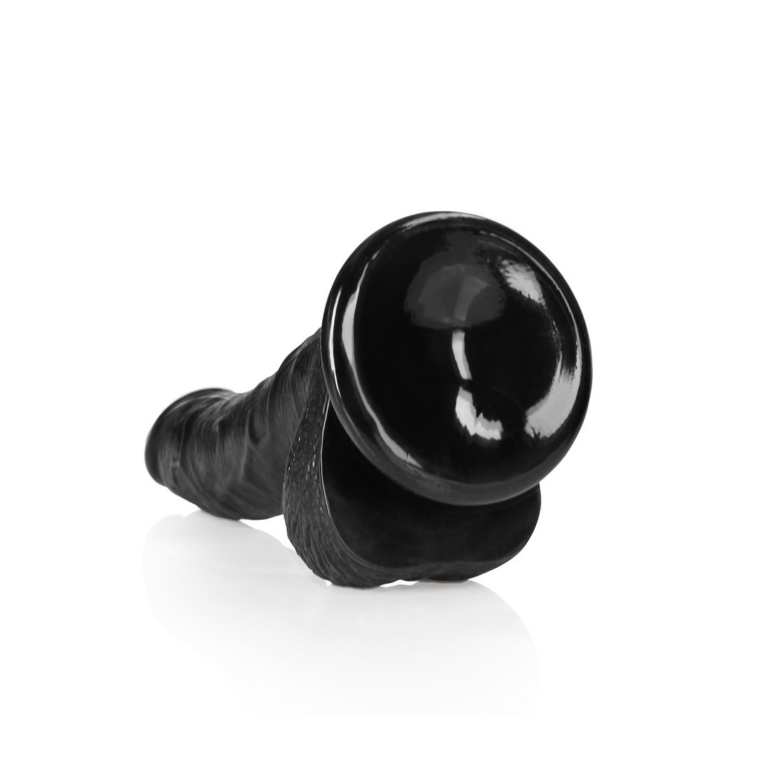 DILDO REALISTA CON TESTICULOS CURVED 7 /18CM NEGRO REALROCK - Imagen 5
