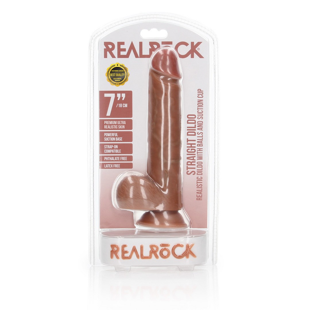 DILDO REALISTA CON TESTICULOS STRAIGHT 7 /18 CM REALROCK