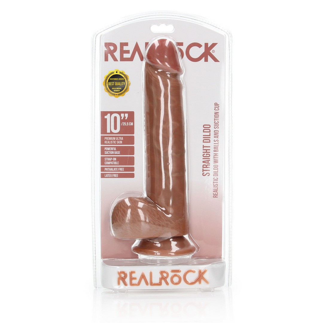 DILDO REALISTA CON TESTICULOS STRAIGHT 10 /25.5 CM REALROCK