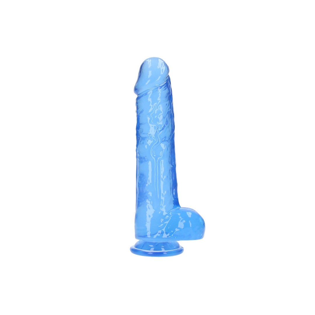 DILDO REALISTA CON TESTICULOS CRYSTAL CLEAR 10 /25.4 CM AZUL REALROCK - Imagen 4