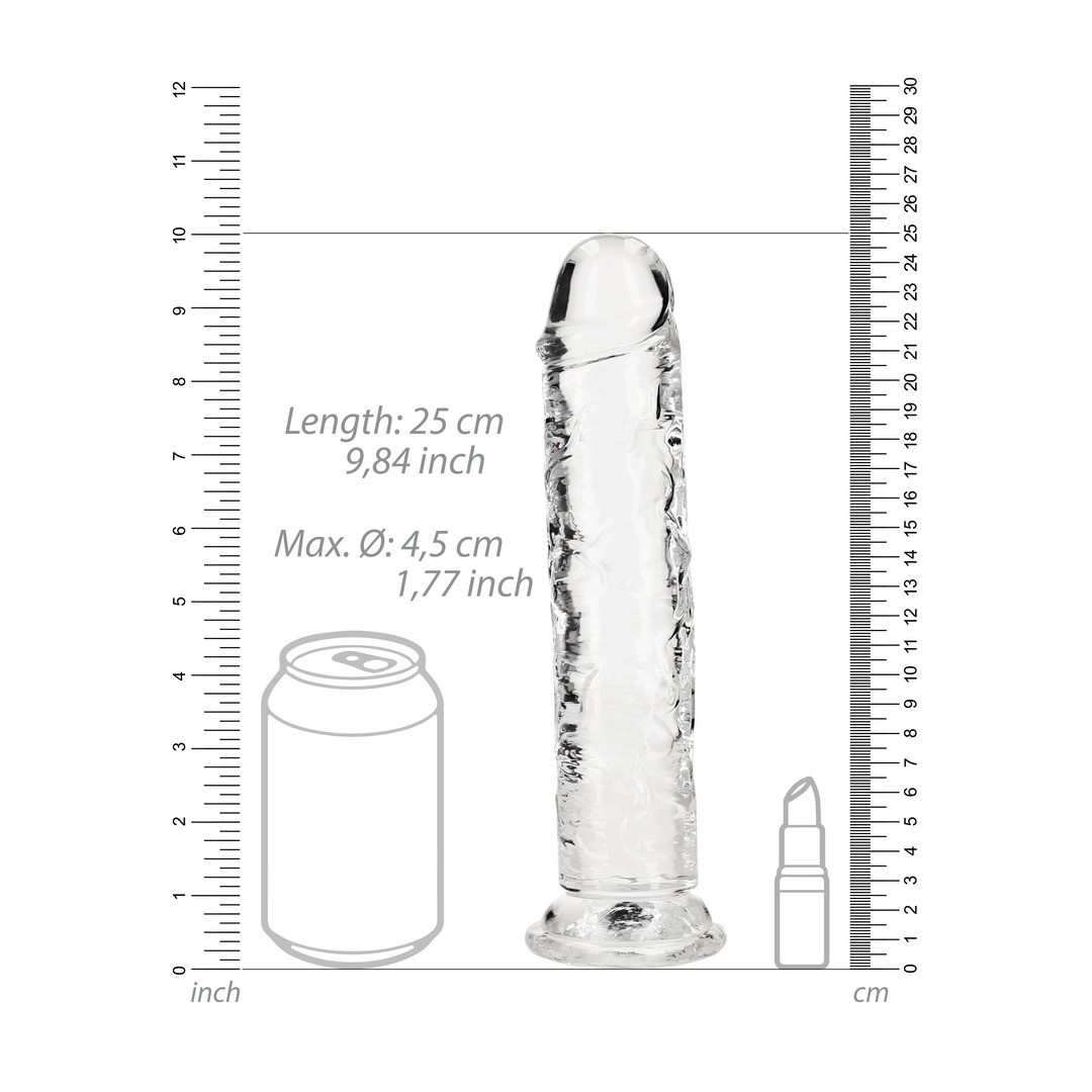 DILDO STRAIGHT REALISTIC CRYSTAL CLEAR 9 /23 CM TRANSPARENTE REALROCK - Imagen 6