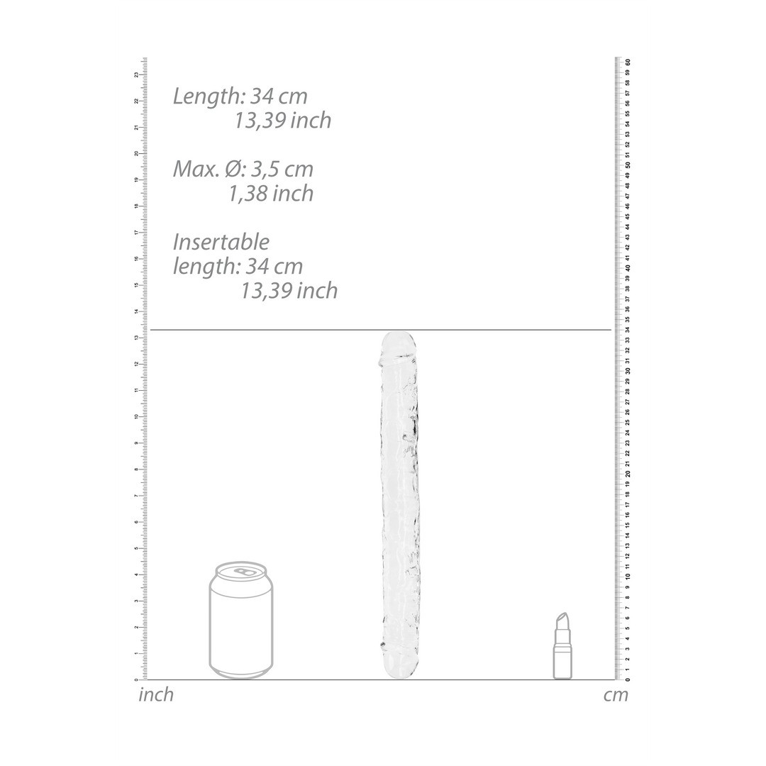 DILDO DOBLE CRYSTAL CLEAR 13 /34 CM TRANSPARENTE REALROCK - Imagen 4