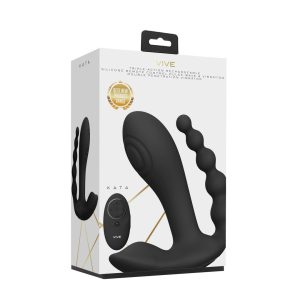 ESTIMULADOR CON DOBLE PENETRACIÓN KATA PULSE WAVE NEGRO VIVE