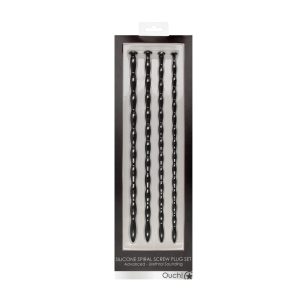 CONJUNTO DE SONDAS DE URETRA SILICONE SPIRAL SCREW PLUG SET ADVANCED NEGRO OUCH!