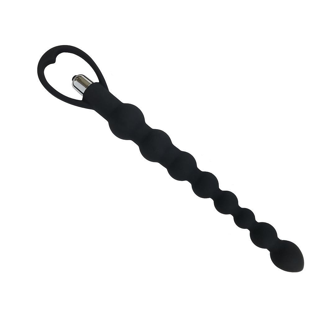 TIRA DE PERLAS ANALES CON VIBRACIÓN MARAMBA NEGRO INTIMEN - Imagen 5