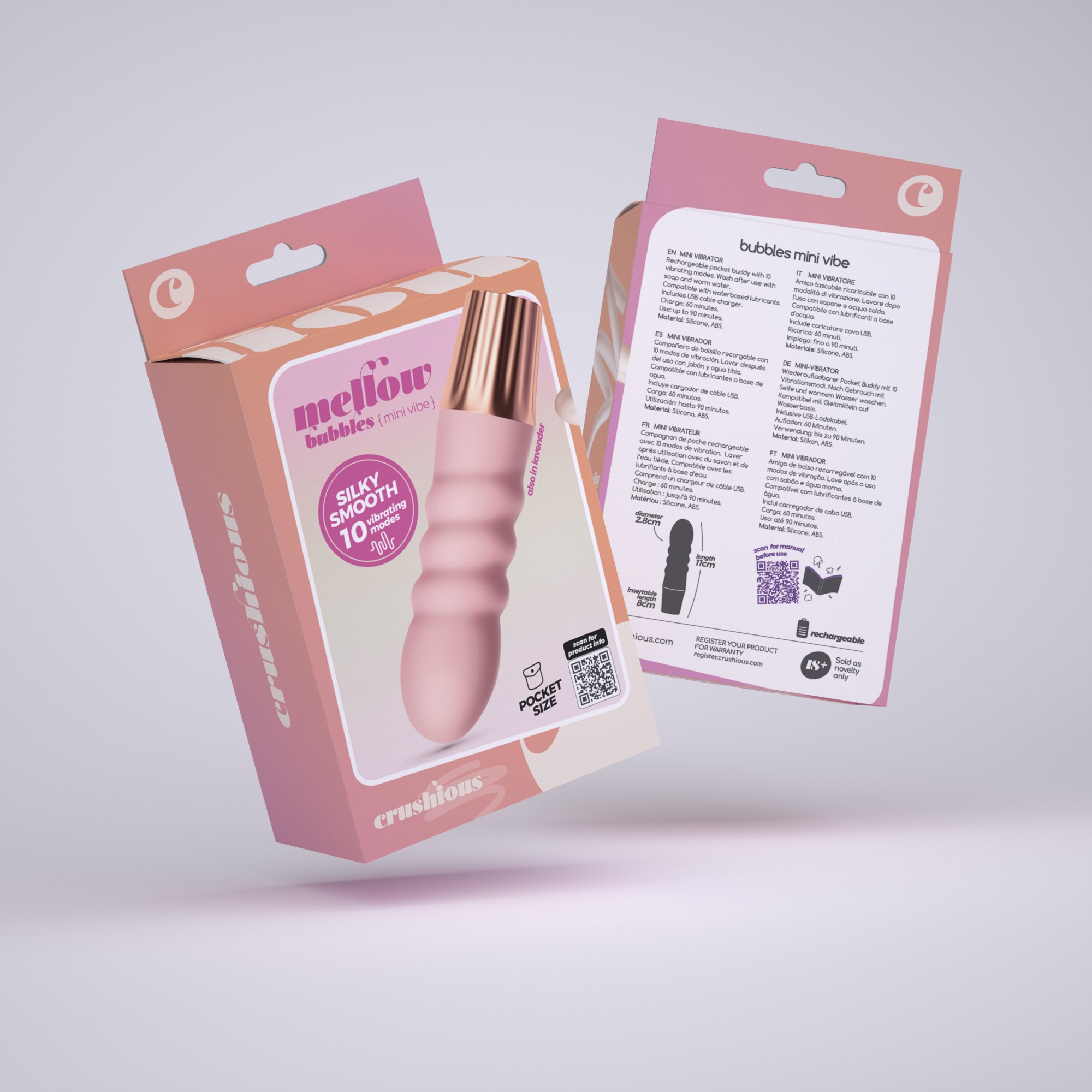 MINI VIBRADOR MELLOW BUBBLES ROSA CRUSHIOUS - Imagen 6