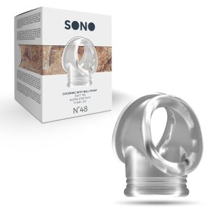 ANILLO PARA EL PENE CON CORREA PARA TESTÍCULOS SONO Nº48 TRANSPARENTE