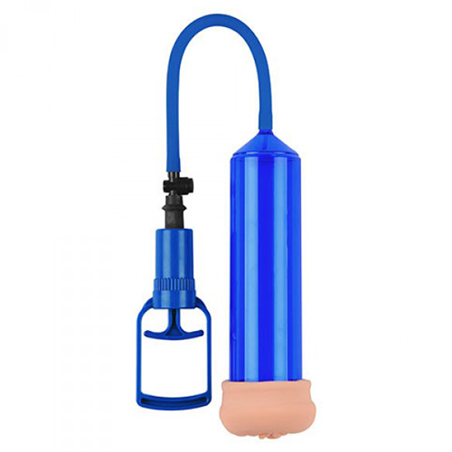 BOMBA PARA EL PENE CON MASTURBADOR PUSH TOUCH SENSE AZUL - Imagen 4