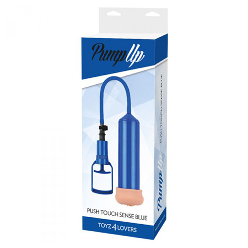 BOMBA PARA EL PENE CON MASTURBADOR PUSH TOUCH SENSE AZUL - Imagen 3