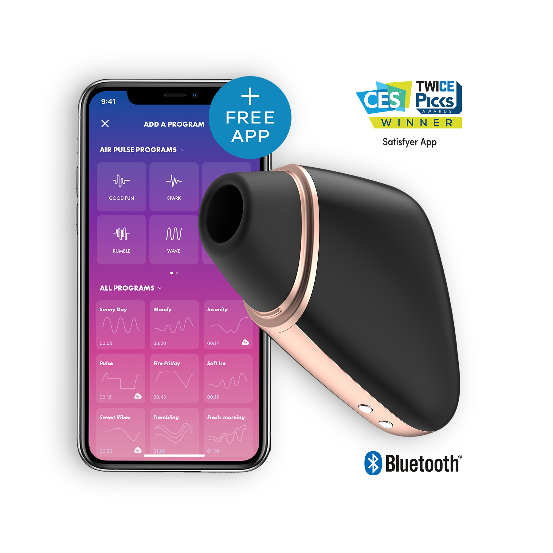 ESTIMULADOR LOVE TRIANGLE CON APP SATISFYER NEGRO - Imagen 8