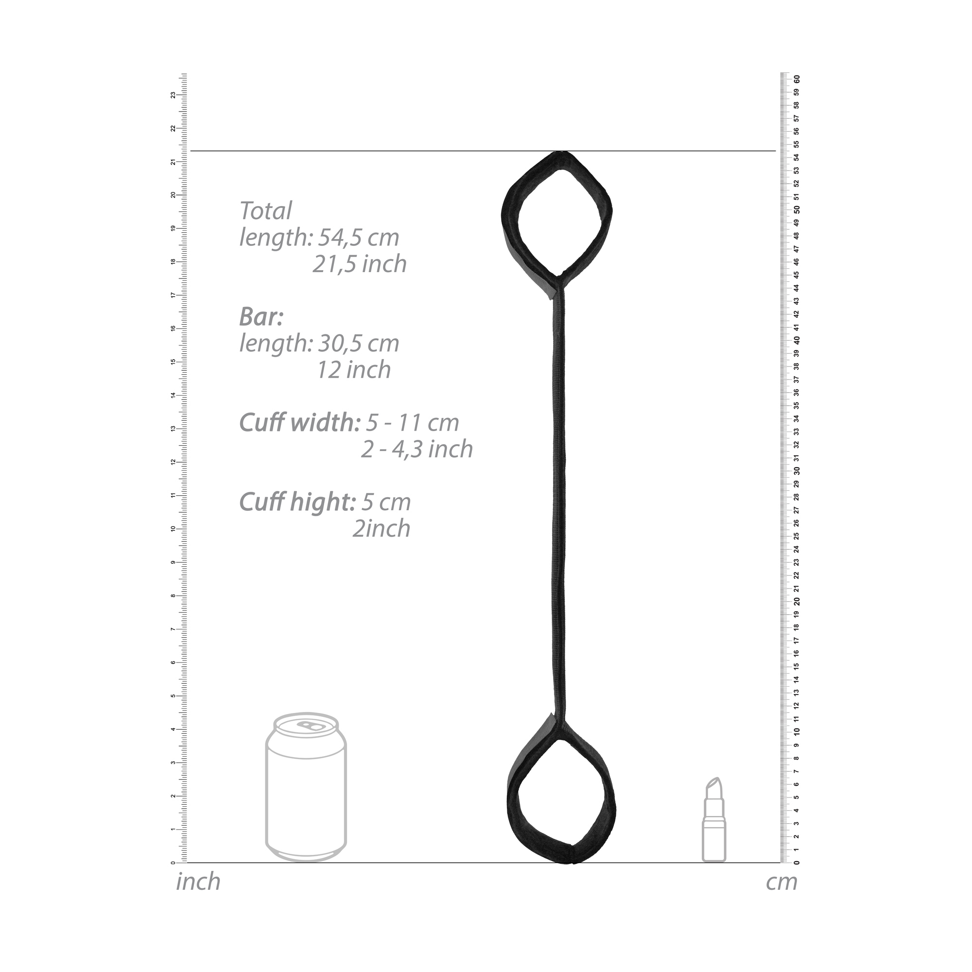 BARRA SEPARADORA CON ESPOSAS OUCH! SPREADER BAR WITH CUFFS NEGRA - Imagen 5