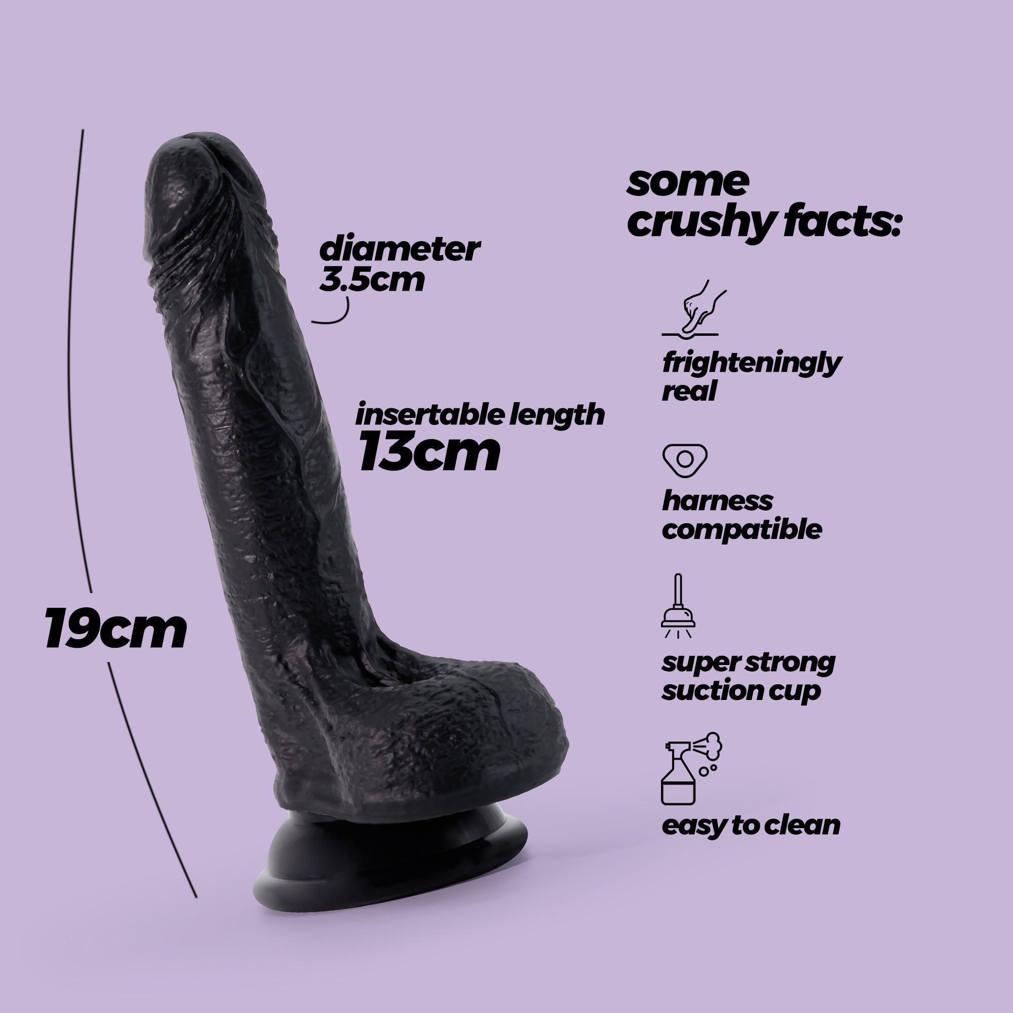 DILDO DE SILICONA LIQUIDA INVIKTUS 7 CRUSHIOUS NEGRO - Imagen 8