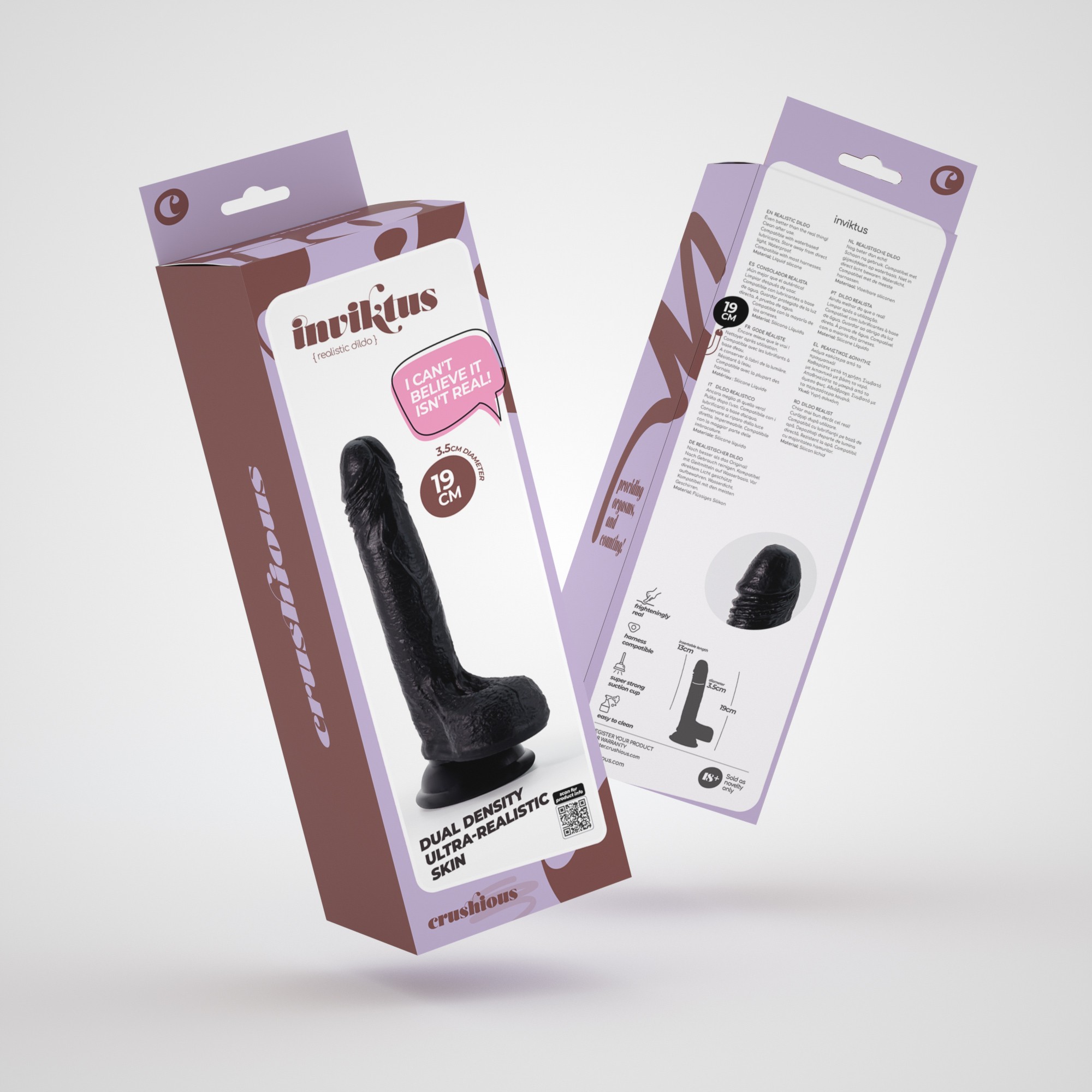 DILDO DE SILICONA LIQUIDA INVIKTUS 7 CRUSHIOUS NEGRO - Imagen 9
