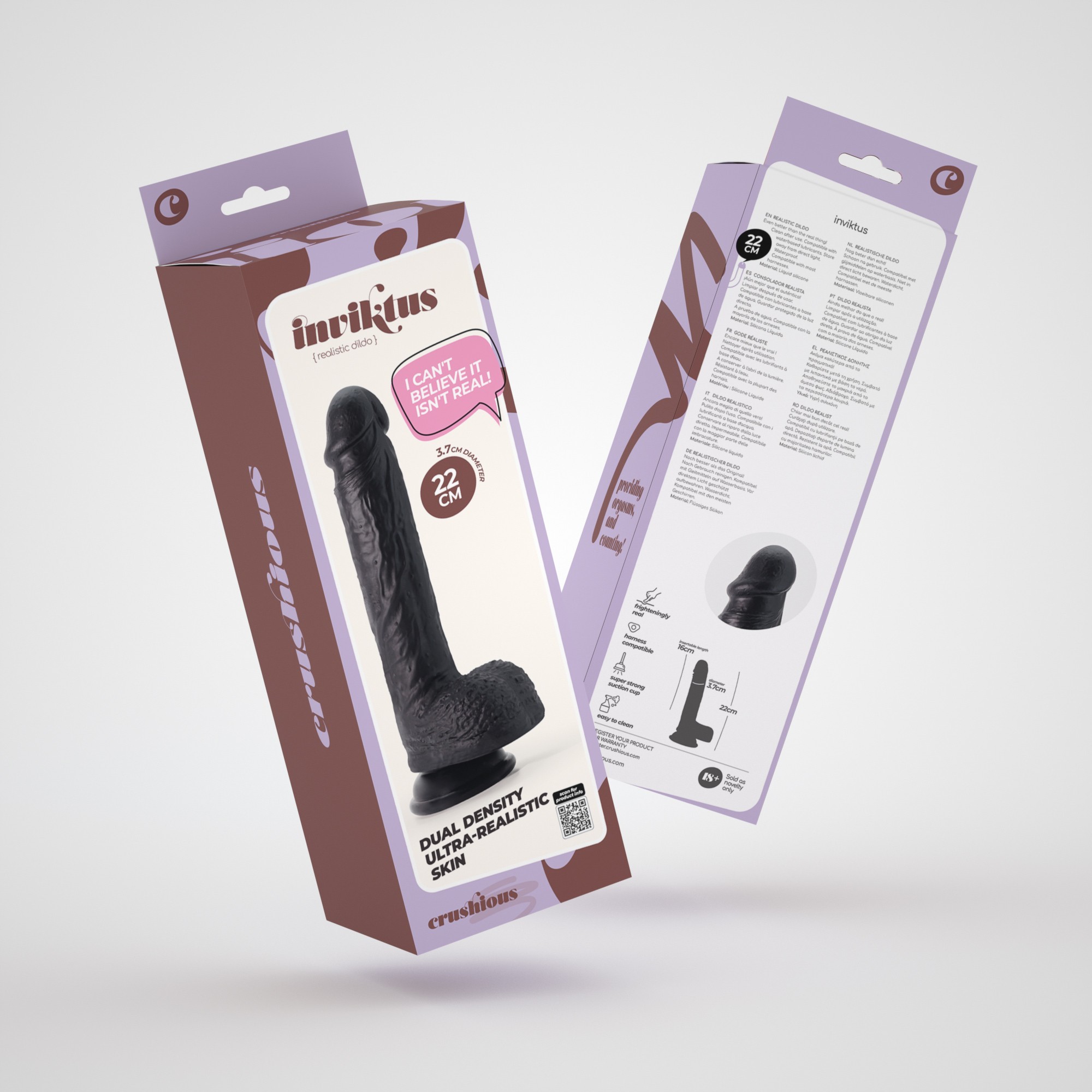 DILDO DE SILICONA LIQUIDA INVIKTUS 8 CRUSHIOUS NEGRO - Imagen 9