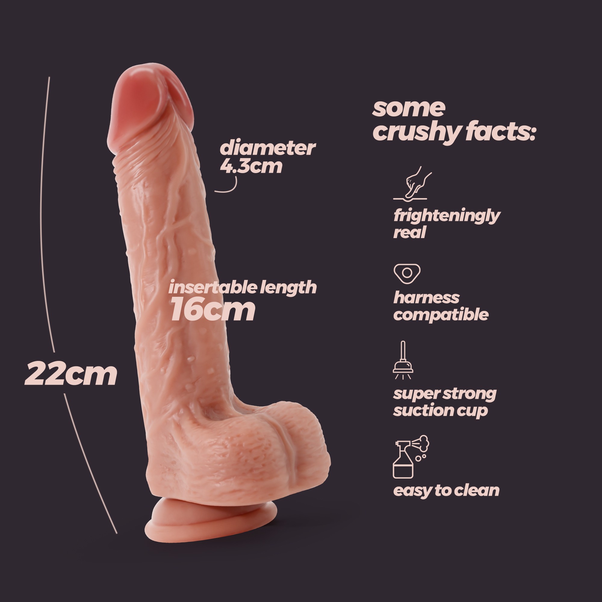 DILDO DE SILICONA LIQUIDA INVIKTUS 8,5 CRUSHIOUS PIEL - Imagen 8