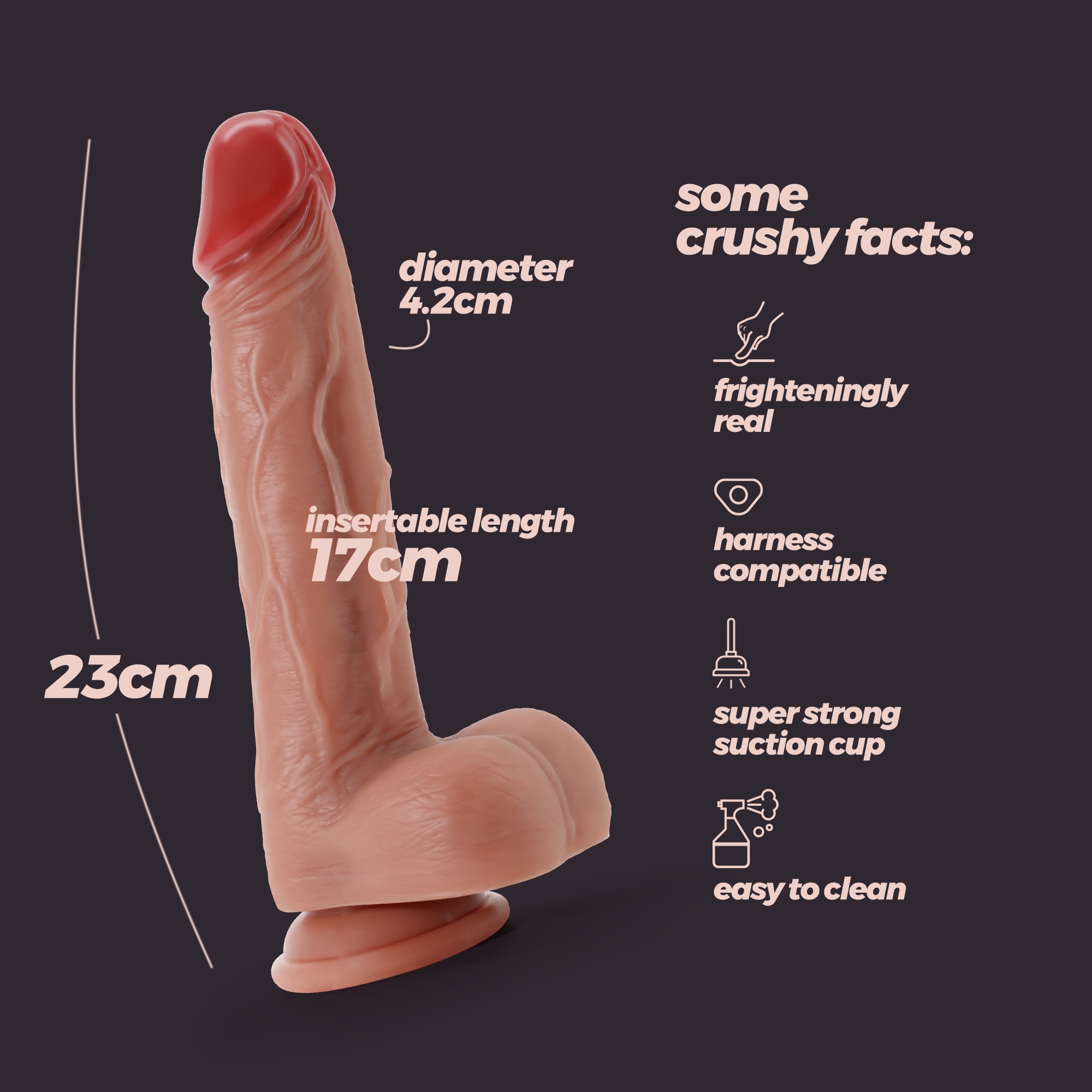DILDO DE SILICONA LIQUIDA INVIKTUS 9 CRUSHIOUS PIEL - Imagen 8