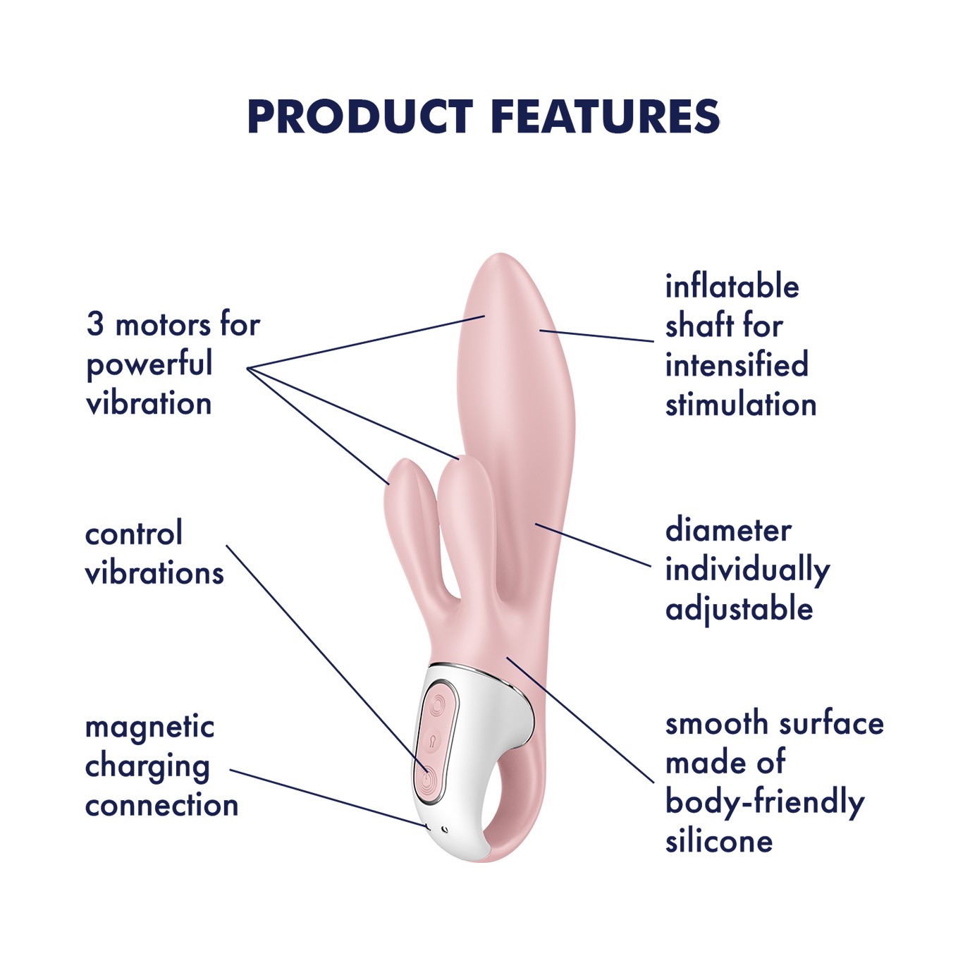 VIBRADOR AIR PUMP BUNNY 3 ROSA SATISFYER - Imagen 5
