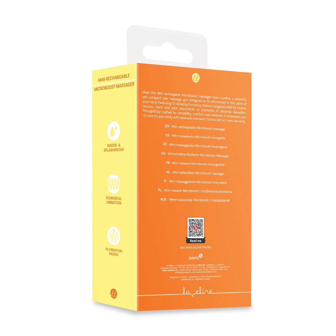 MINI MASAJEADOR RECARGABLE MICROBOOST NARANJA LOVELINE - Imagen 3