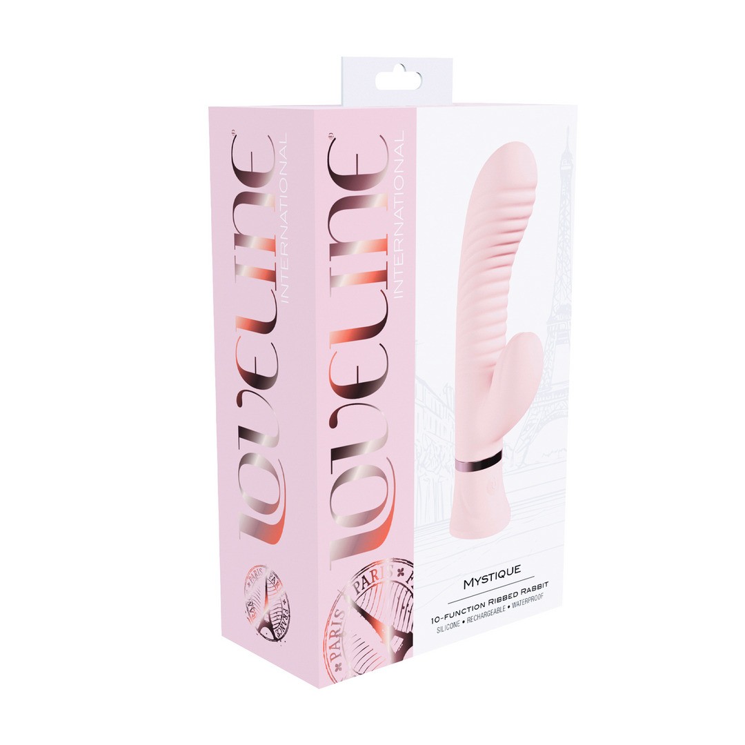 VIBRADOR MYSTIQUE RIBBED RABBIT ROSA LOVELINE - Imagen 3