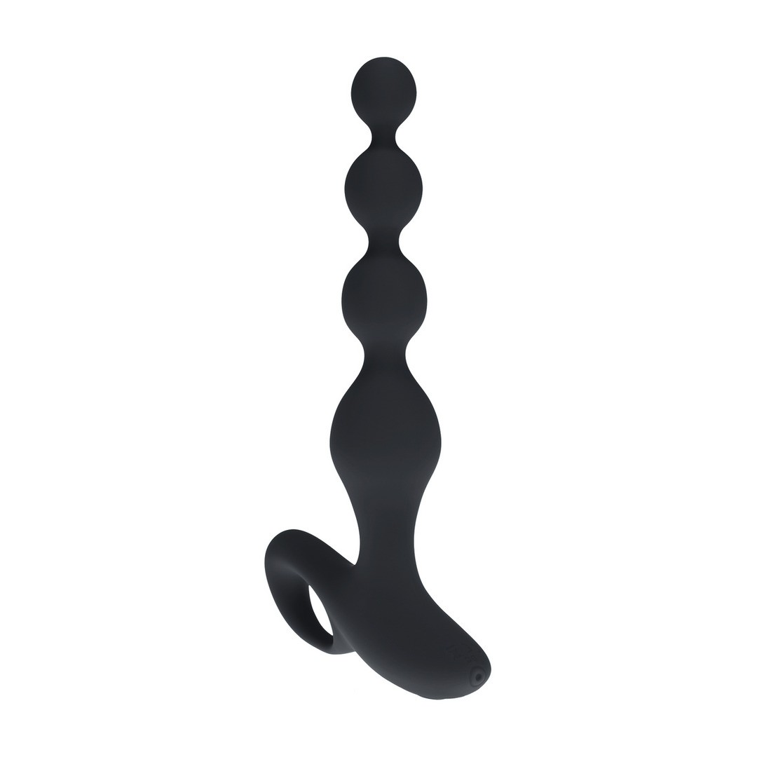 PLUG ANAL VIBRATORIO DE SILICONA CON PERLAS Y MANDO A DISTANCIA NEGRO LEVELZ