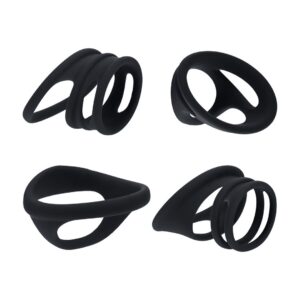 CONJUNTO DE 4 ANILLOS PARA EL PENE Y LOS TESTÍCULOS NEGRO LEVELZ