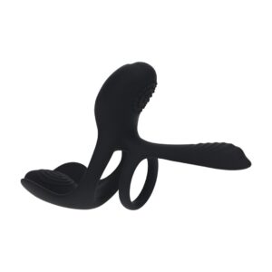 ANILLO PARA EL PENE DE SILICONA CON VIBRACIÓN Y TRIPLE MOTOR NEGRO LEVELZ