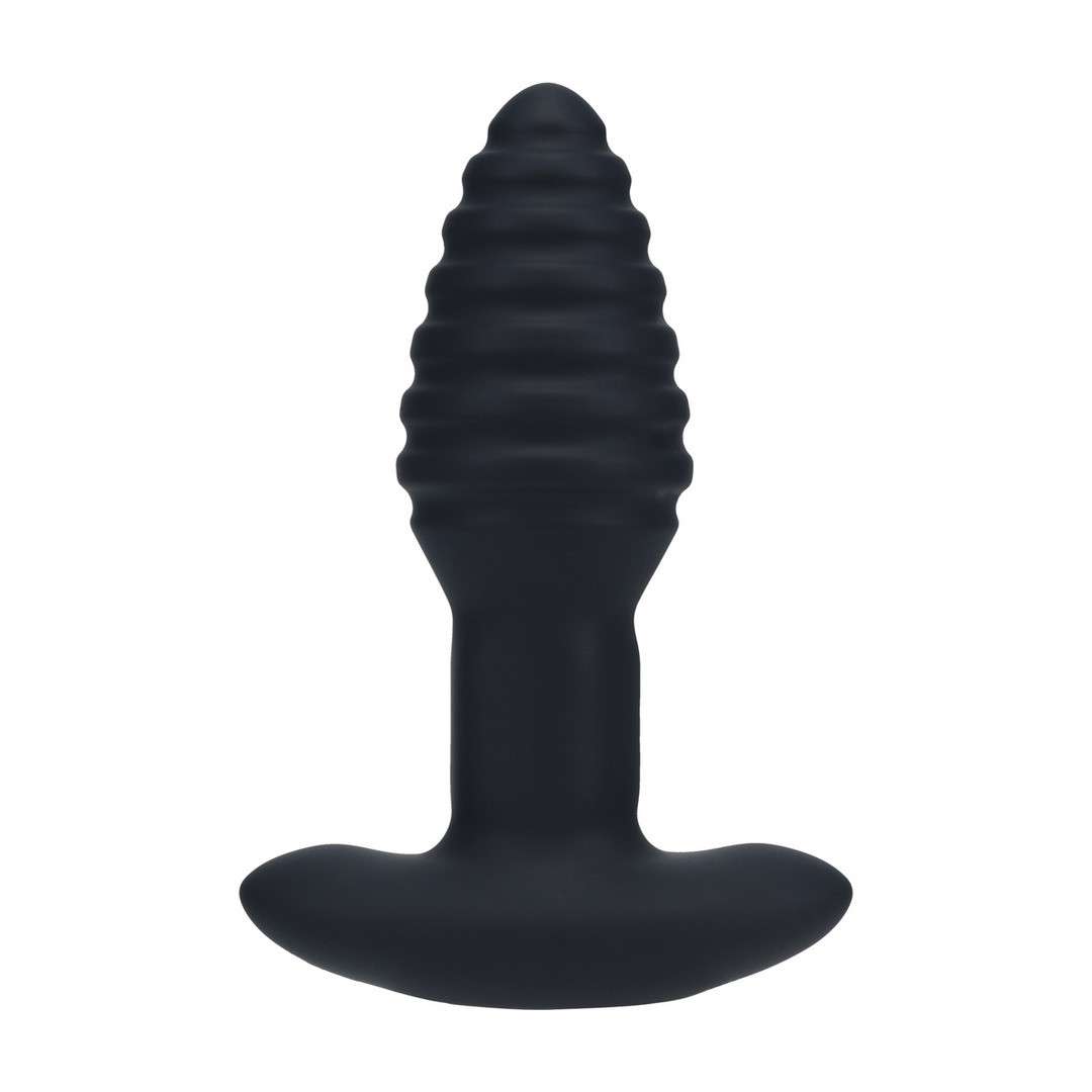 PLUG ANAL VIBRATORIO CON ESTRIAS DE SILICONA CON ROTACIÓN Y MANDO LEVELZ