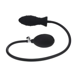 PLUG ANAL DE SILICONA INFLABLE CON ESTRIAS NEGRO LEVELZ