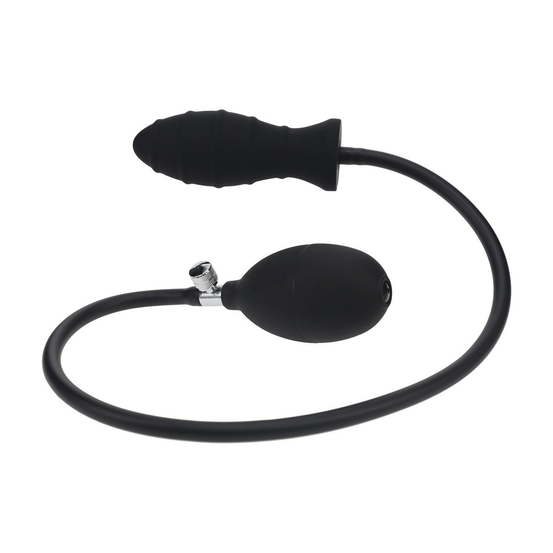 PLUG ANAL DE SILICONA INFLABLE CON ESTRIAS NEGRO LEVELZ