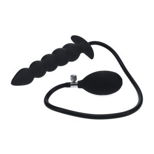 PLUG ANAL DE SILICONA INFLABLE CON PERLAS NEGRO LEVELZ