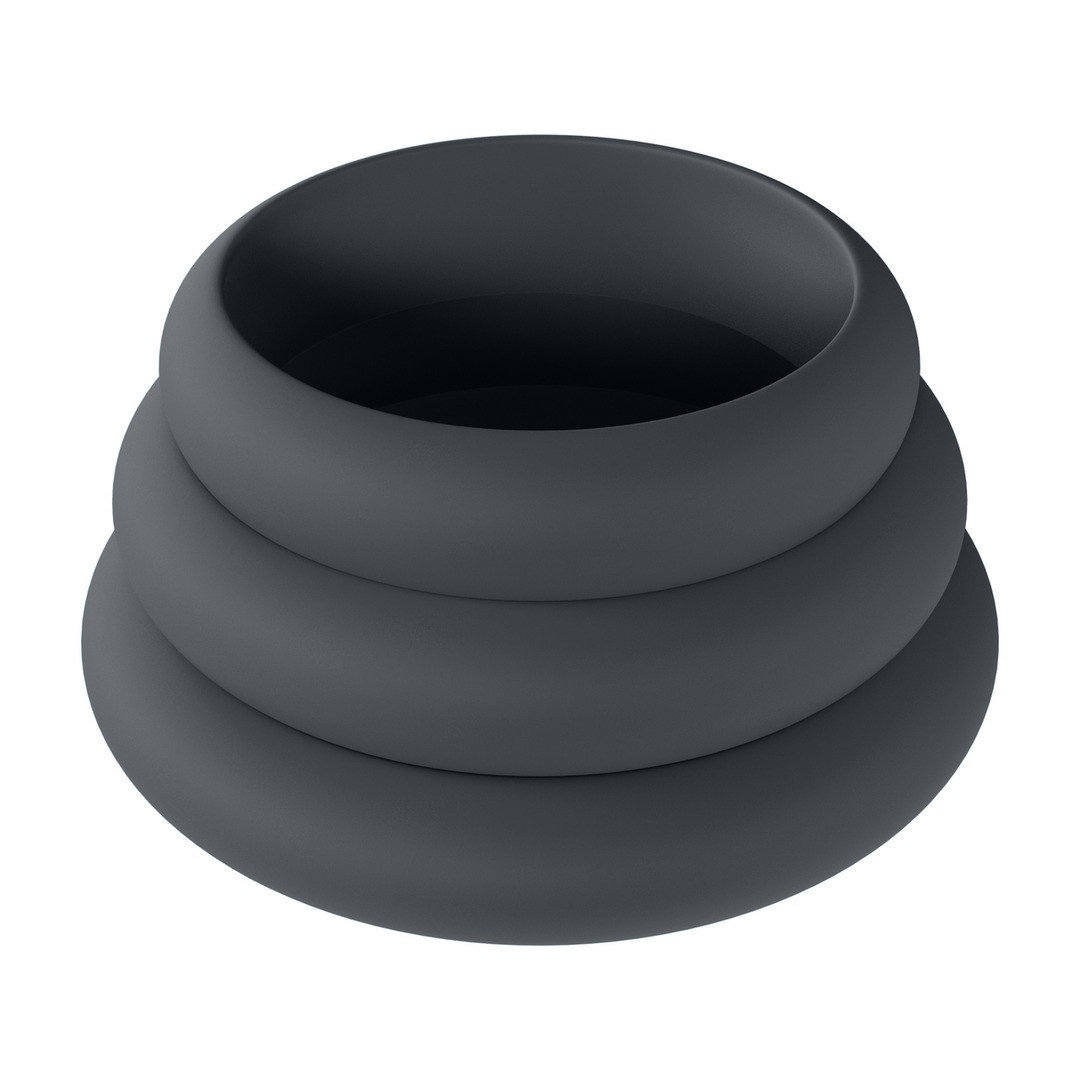 CONJUNTO DE 3 ANILLOS DE SILICONA PARA EL PENE WIDE O S/M/L NEGRO LEVELZ
