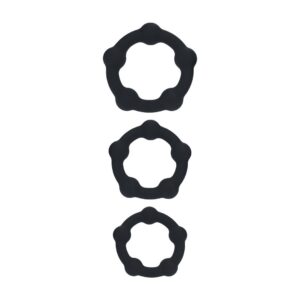 CONJUNTO DE 3 ANILLOS PARA EL PENE DE SILICONA CON PERLAS S/M/L NEGRO LEVELZ