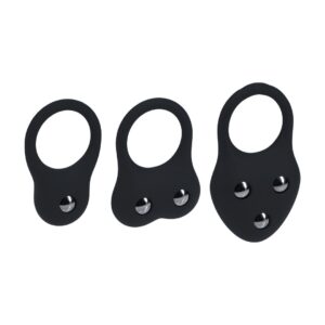 CONJUNTO DE 3 ANILLOS DE SILICONA PARA EL PENE CON PESOS S/M/L NEGRO LEVELZ