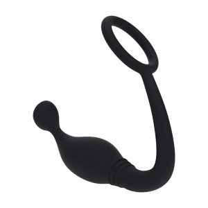 ESTIMULADOR DE PRÓSTATA CON ANILLO DE SILICONA L NEGRO LEVELZ