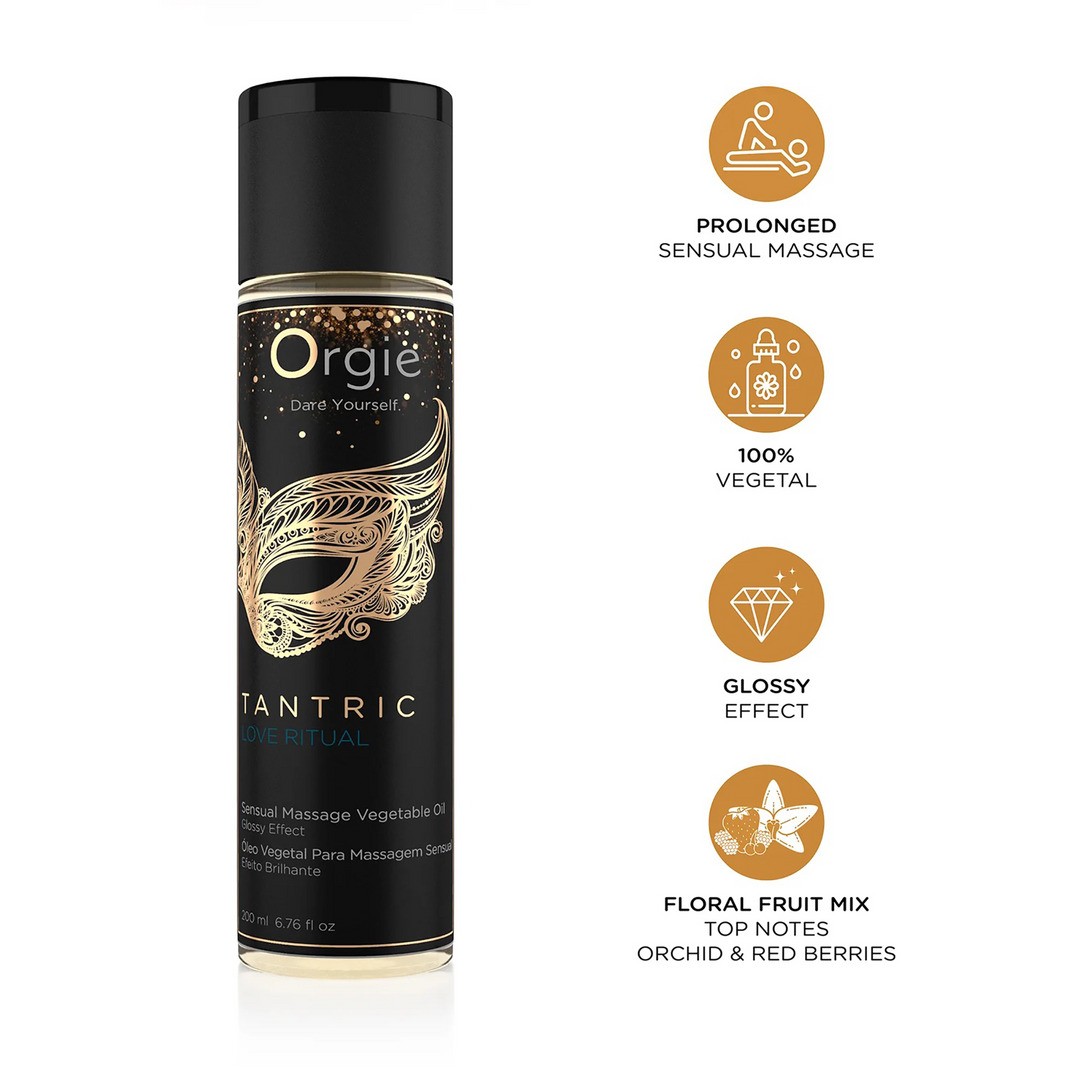 ACEITE DE MASAJE CON EFECTO BRILLANTE TANTRIC LOVE RITUAL 200ML ORGIE