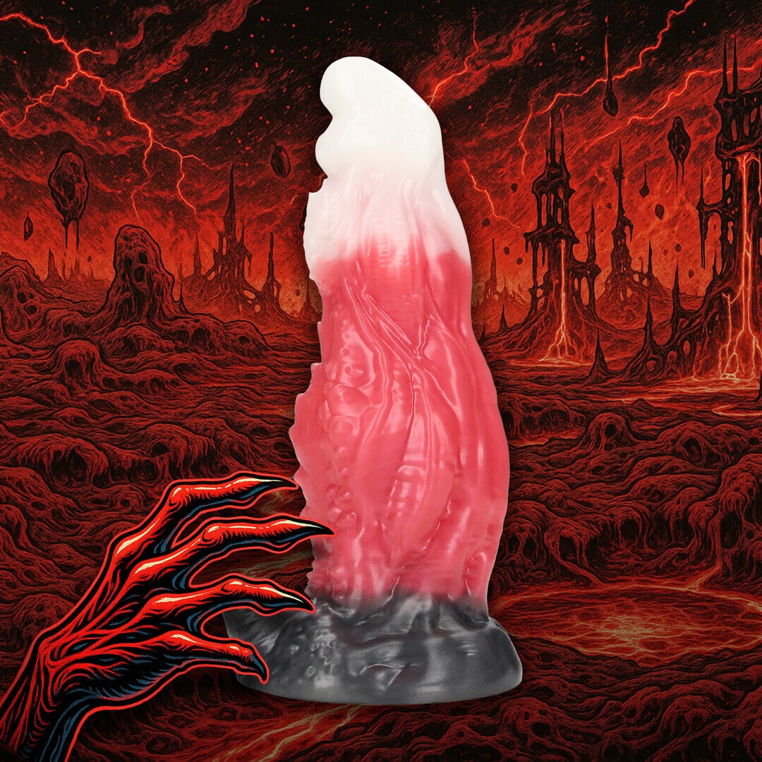 SPACE NIGHT FIEND - SILICONE DILDO - RED/WHITE - Imagen 2